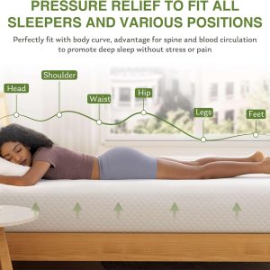 EGOHOME Full Size Memory Foam Mattress – 8 Inch Bed in a Box with Cooling Green Tea Gel